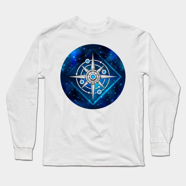 Endless Texture of Cosmic Universe with Ice Crystal Mechanical Stars Long Sleeve T-Shirt by lissantee